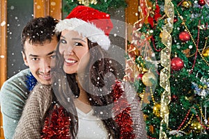 Portrait of lovely couple at Christmas time