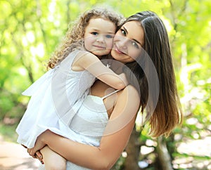 Portrait lovely mom and daughter