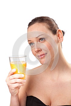 Portrait of a lovely woman with glass of juice