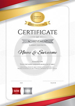 Portrait luxury certificate template with elegant border frame,