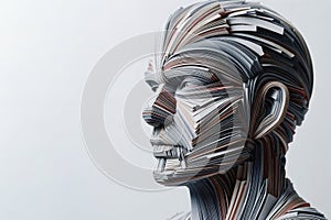 Portrait made of many folded pages of paper. Space for text.