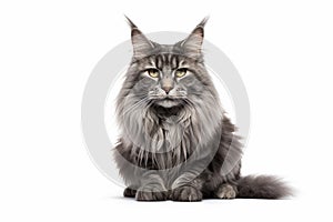 Portrait of Main Coon cat on white background