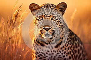 Portrait of the majestic african leopard in its native habitat on an exciting safari expedition