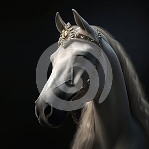 Portrait of a majestic Horse with a crown Generative AI