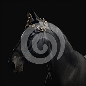 Portrait of a majestic Horse with a crown Generative AI