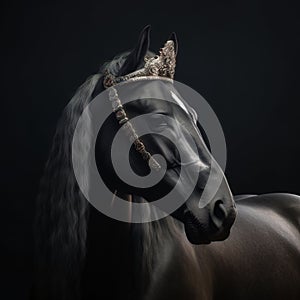 Portrait of a majestic Horse with a crown Generative AI