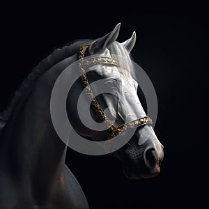 Portrait of a majestic Horse with a crown Generative AI