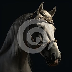 Portrait of a majestic Horse with a crown Generative AI