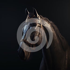 Portrait of a majestic Horse with a crown Generative AI