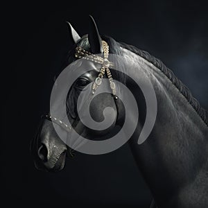 Portrait of a majestic Horse with a crown Generative AI