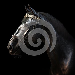 Portrait of a majestic Horse with a crown Generative AI