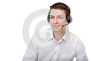 Portrait of male customer service representative or call center