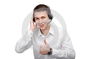 Portrait of male customer service representative or call center