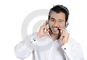 Portrait of male customer service representative or call centre operator