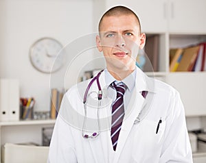 Portrait of a male doctor in the resident's office