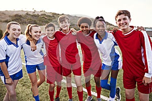 Portrait Of Male And Female High School Soccer Teams