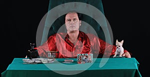 portrait of male gambler, poker player
