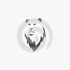 Portrait male lion simple and flat icon logo design vector