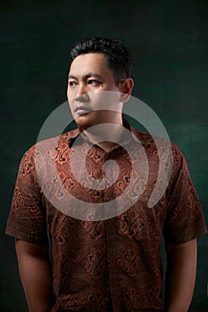 Portrait Male Model Wearing Batik Shirt