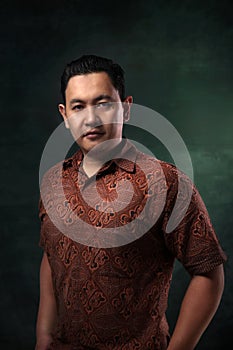 Portrait Male Model Wearing Batik Shirt