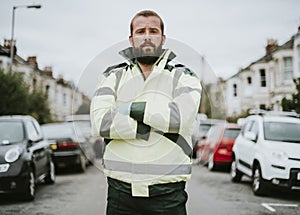 Portrait of a male paramedic in uniform