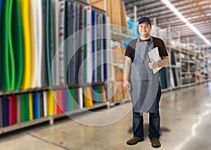 Portrait of male staff warehouse operator