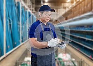 Portrait of male staff warehouse operator