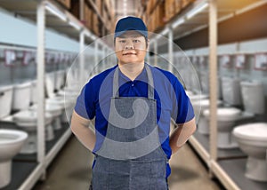 Portrait of male staff warehouse operator