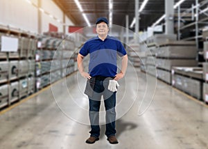 Portrait of male staff warehouse operator