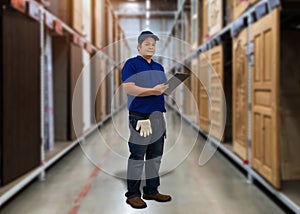 Portrait of male staff warehouse operator