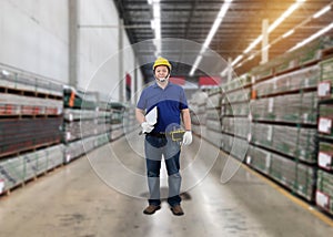 Portrait of male staff warehouse operator