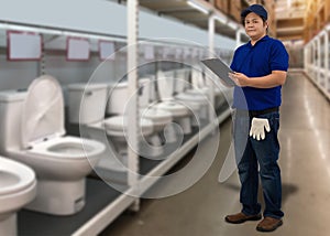 Portrait of male staff warehouse operator