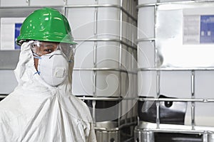 Portrait of male technician in hazmat workwear