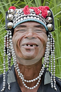 Portrait man from Asia, Akha