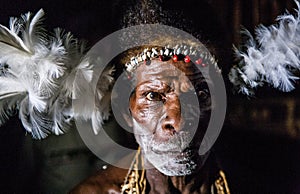 Portrait of a man Asmat tribe.