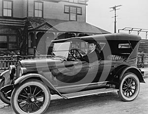 Portrait of man in car