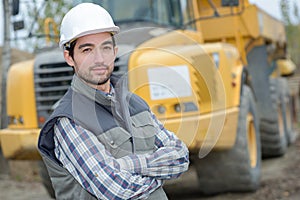 Portrait man on construction site