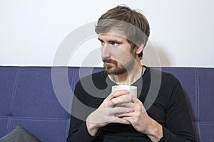 Portrait of a man at a consultation with a psychotherapist, talks about the problems of alcohol addiction