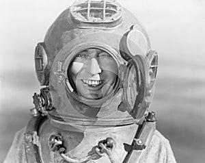 Portrait of man in diving helmet