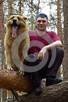 Portrait of man with a dog