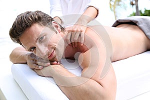 Portrait of man having a massage