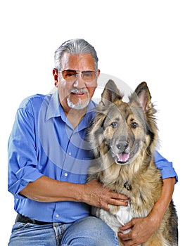 Portrait of a man and his dog