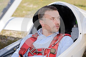 portrait man inside glider