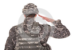 Portrait Of Man In Military Uniform Saluting
