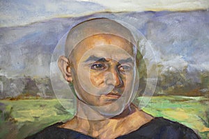 Portrait of man painted on canvas