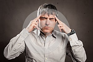 Man with pensive expression