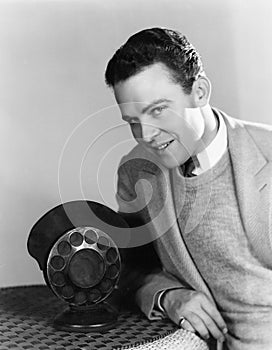 Portrait of man with radio microphone