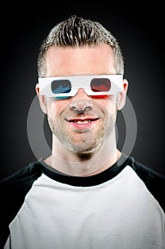 Portrait of a man wearing 3d glasses