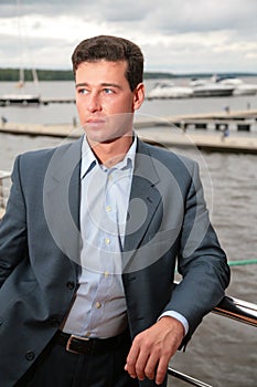 Portrait of man on wharf