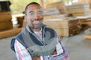 Portrait man in woodyard